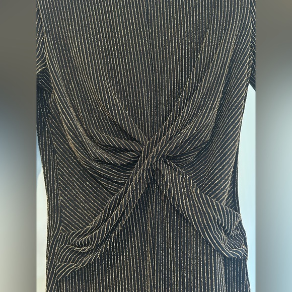 NWT Michael Kors Dimond Lurex Black/Gold Knit Twist Front Dress  Size M - Picture 5 of 9